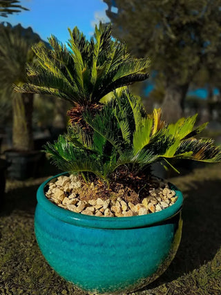 Pot céramique bleu barbotine